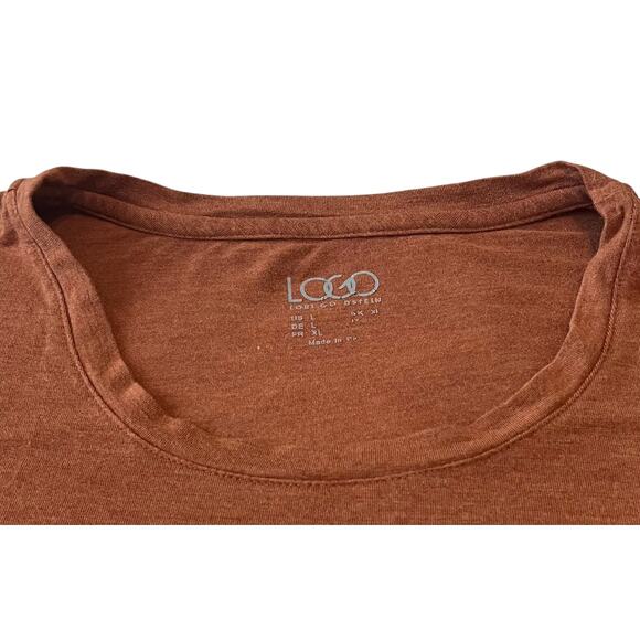 LOGO BY LORI GOLDSTEIN LONG SLV CREW NECK PULL-OVER TOP, WOMENS, L, DARK ORANGE - Picture 2 of 10